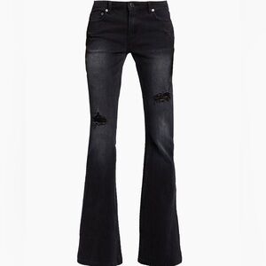 👖NWT SER.O.YA DEMI MID-RISE FLARE JEANS IN COLOR BLACK(Midnight Terry) SIZE 32